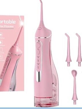 Rechargeable Pink Cordless Water Flosser – Portable Oral Irrigator